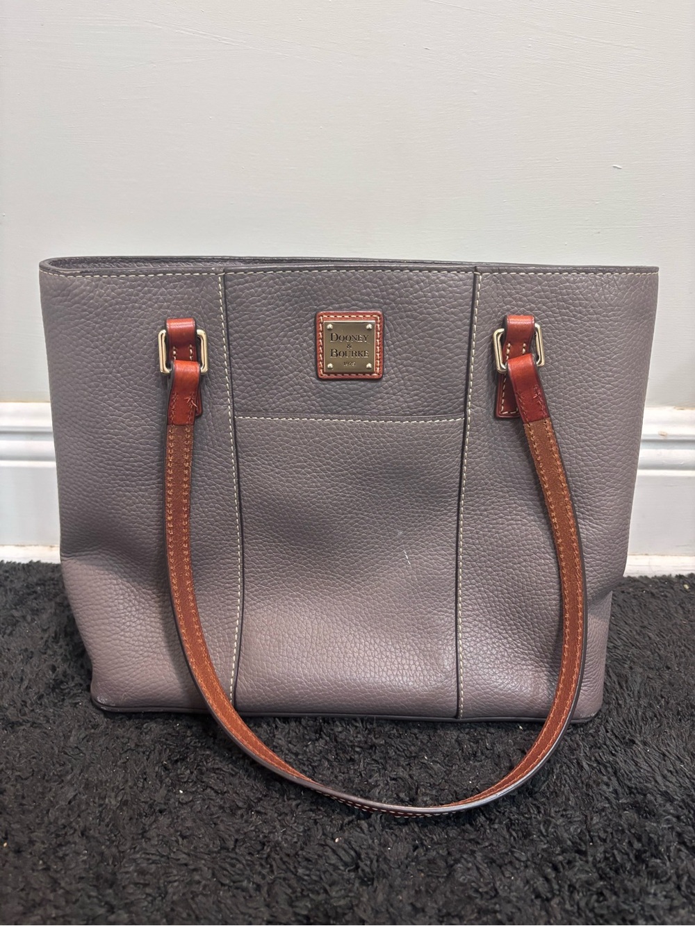 Dooney & Bourke Pebble Grain Small Lexington Shopper Tote Bag – Grey / Elephant